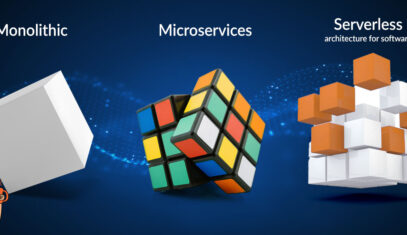 Hero image for blog exploring monolithic vs microservices vs serverless architecture patterns