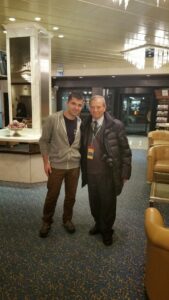 Greg meeting the renowned Ukrainian astrophysicist Klim Tschuriumov who discovered the Churyumov–Gerasimenko Comet that was the focus of the Rosett